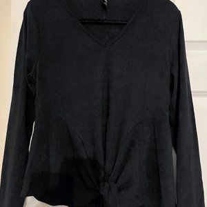 Alya Black Tie Front Sweater Size Medium